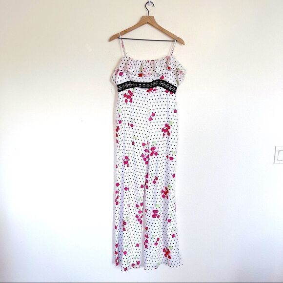 Nbd Black Red White Off Revolve Maraschino Romper/jumpsuit Cherry print size L - Picture 3 of 10